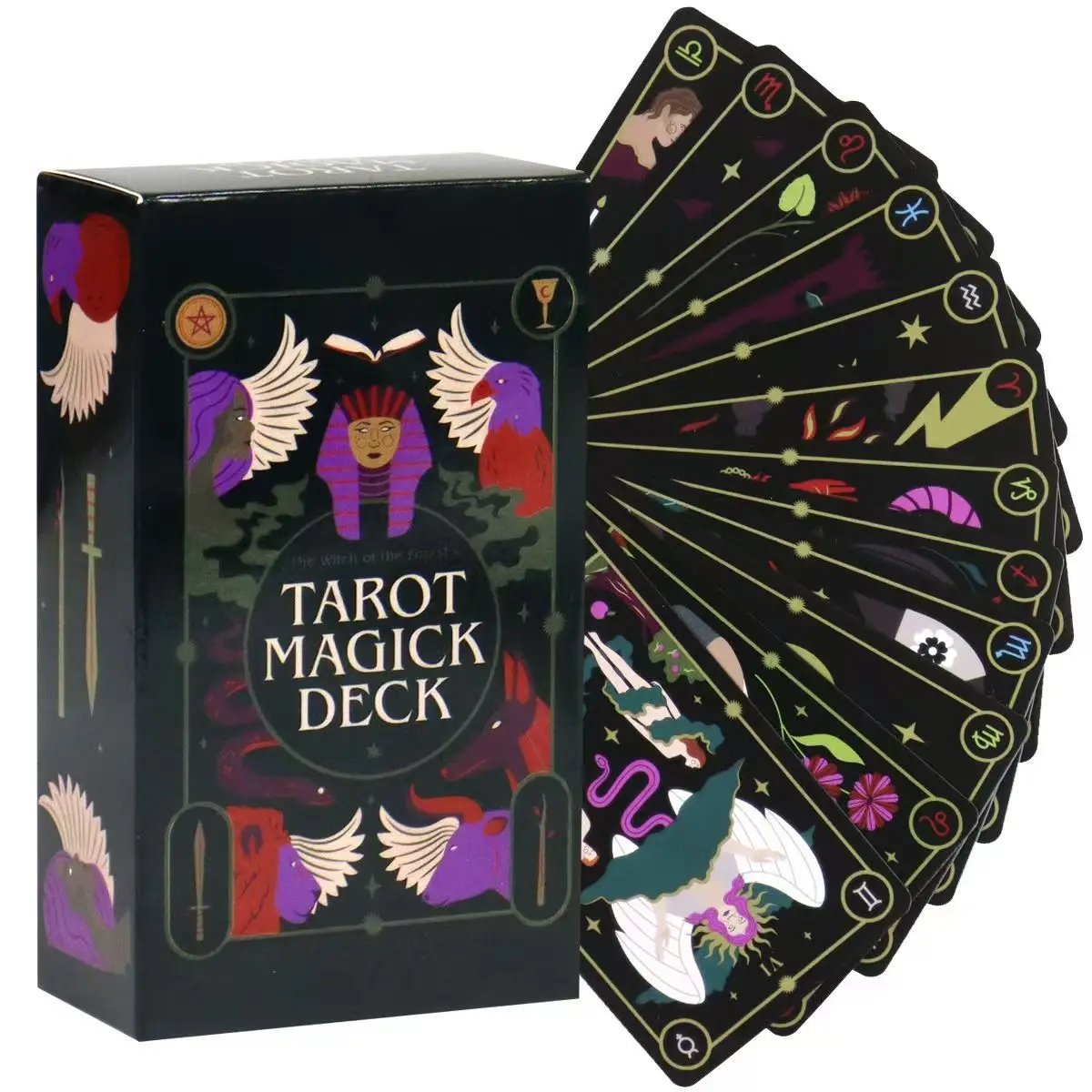 10.3*6cm The Witch of The Forest’s Tarot Magick Deck: 78 Cards with Guidebook for Beginners Gilded Black Edges