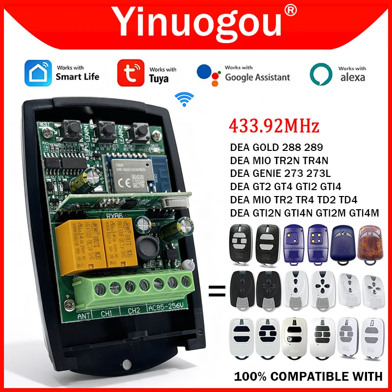 

For DEA GT2 GT4 GTI2 GTI4 GTI2N GTI4N GTI2M GTI4M MIO TR2 TR4 TD2 TD4 TR2N TR4N Tuya Wifi Garage Remote Control Receiver 433MHz