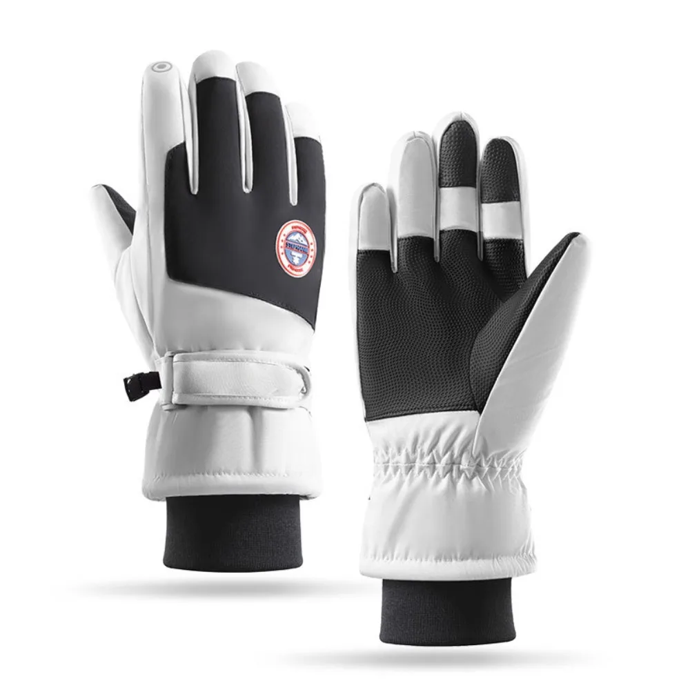 قفازات تزلج للزوجين، مقاومة للبرد في الهواء الطلق، متوافقة مع شاشة اللمس، مقاومة للماء، مقاومة للرياح، مبطنة بالصوف، قفازات دافئة لركوب الدراجات