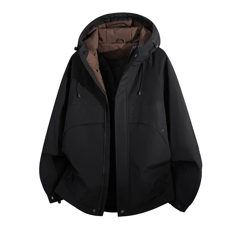 

2025 Men Thick Cotton Jacket Winter Streetwear Casual Jackets Coats Men Hip Hop Harajuku Hooded Jacket Men Windbreaker Overcoat