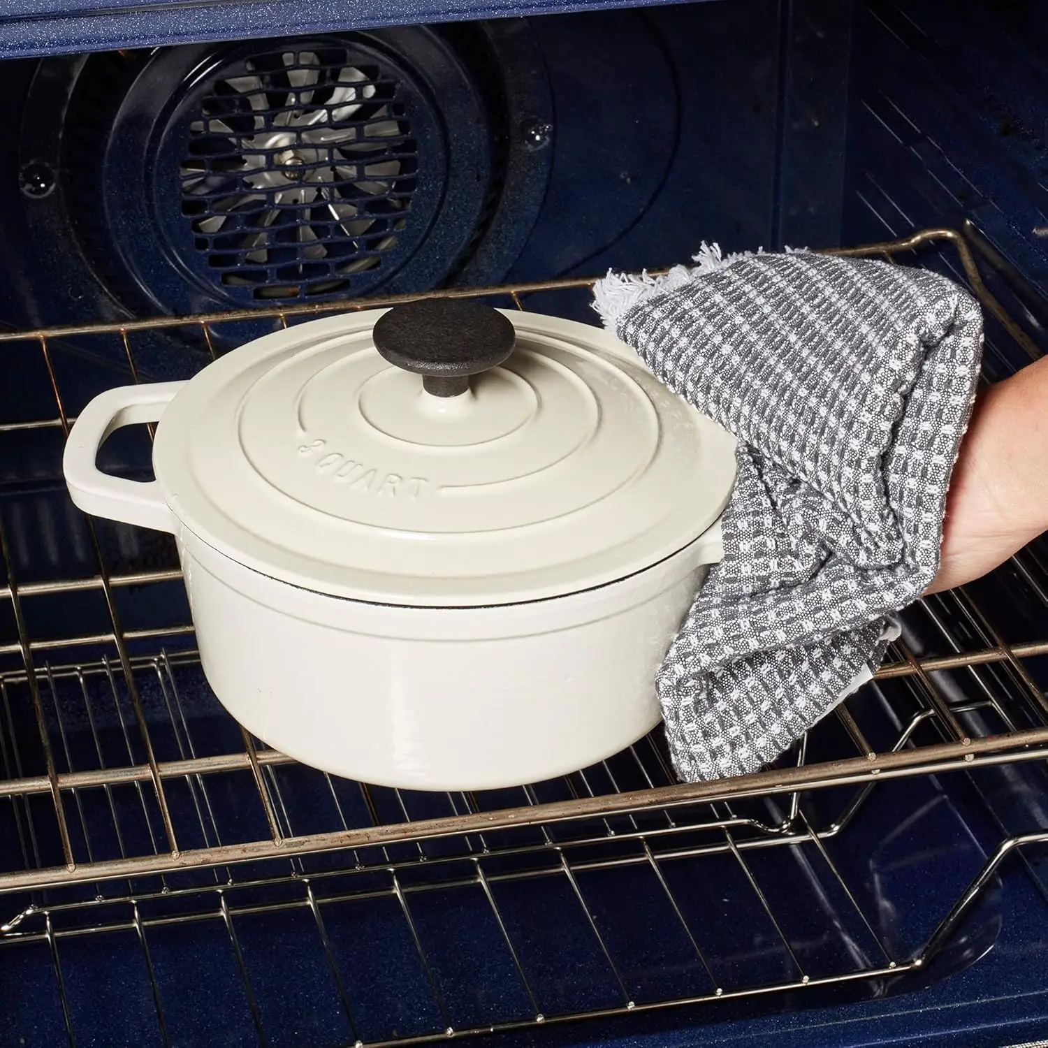 3-квартная эмалированная чугунная голландская духовка с крышкой, цвет слоновой кости