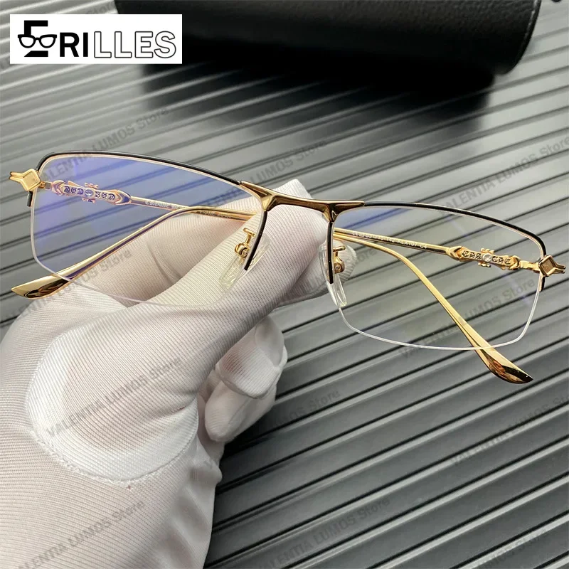Erilles Anti Blue Light Glasses Temperament Ultra-light Half-frame Business Men's and Women's Glasses Can Be Matched with Myopia