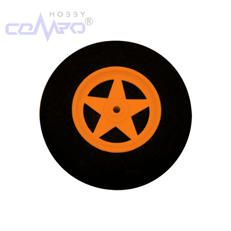 2 pièces train d'atterrissage mousse légère 5 rayons roue creuse absorbant les chocs éponge pneu D60-75mm couleur Orange pour KT mousse aile fixe RC