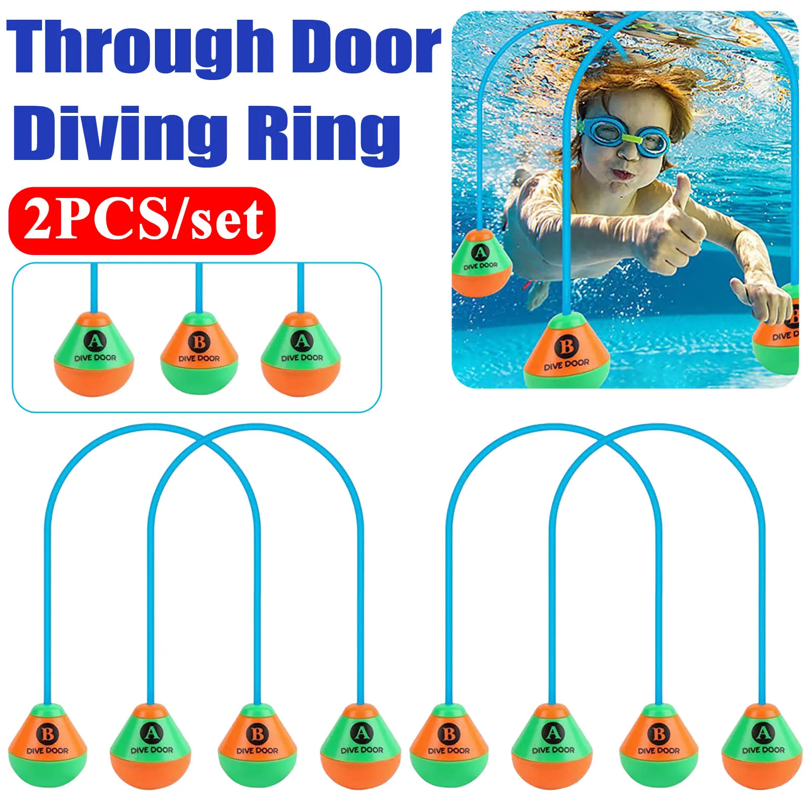 2pcs/set Swimming Game Aids Dive Door Funny Diving Training Through Door Floating Rope Reusable for Adults kids Pool Water Toys