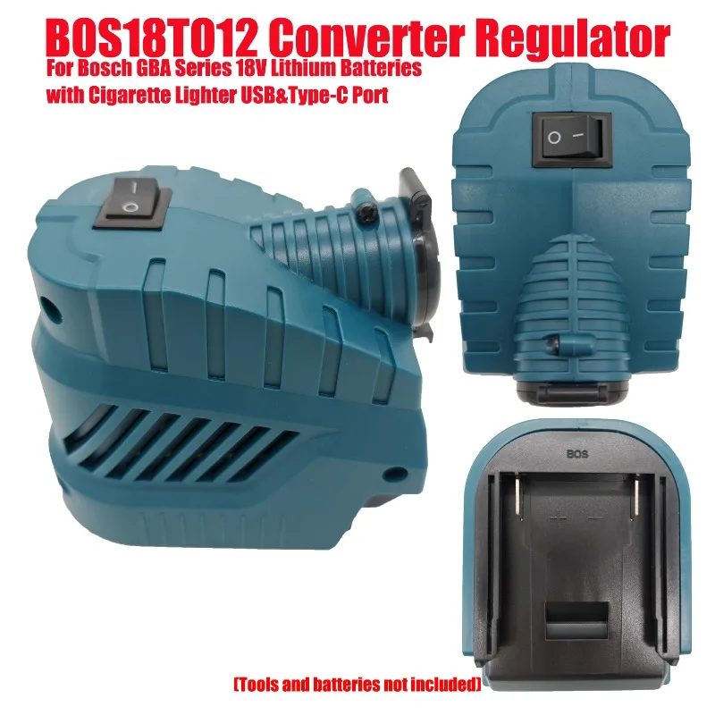 

BOS18TO12 DC 12V Converter Adapter Regulator for Bosch GBA Series 18V Lithium Batteries with Cigarette Lighter USB&Type-C Port