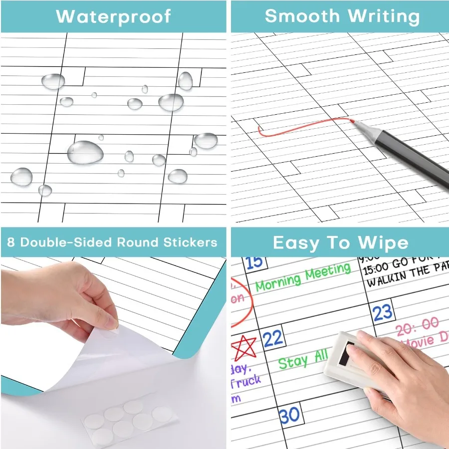 Dry Erase Calendar for Wall Undated 1 Month Wall Calendar Dry Erase 40" x 28" Erasable and Reusable Lamited White Board Calenda