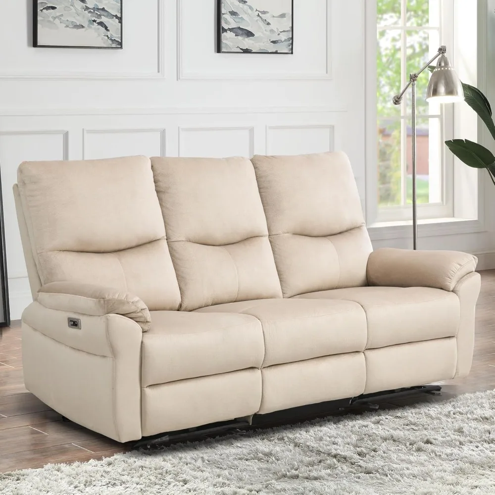 

Power Reclining Sofa with Drop Down Table, Cup Holder and USB Port, Modern Recliner Sofa 3 Seater, Sofa Recliner for Living Room