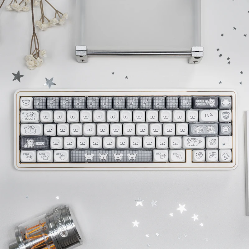 White Dog Custom Keycaps,136 Keys MOA Profile Side Print Doubleshot PBT Key Cap Set For Mechanical Gaming Keyboard