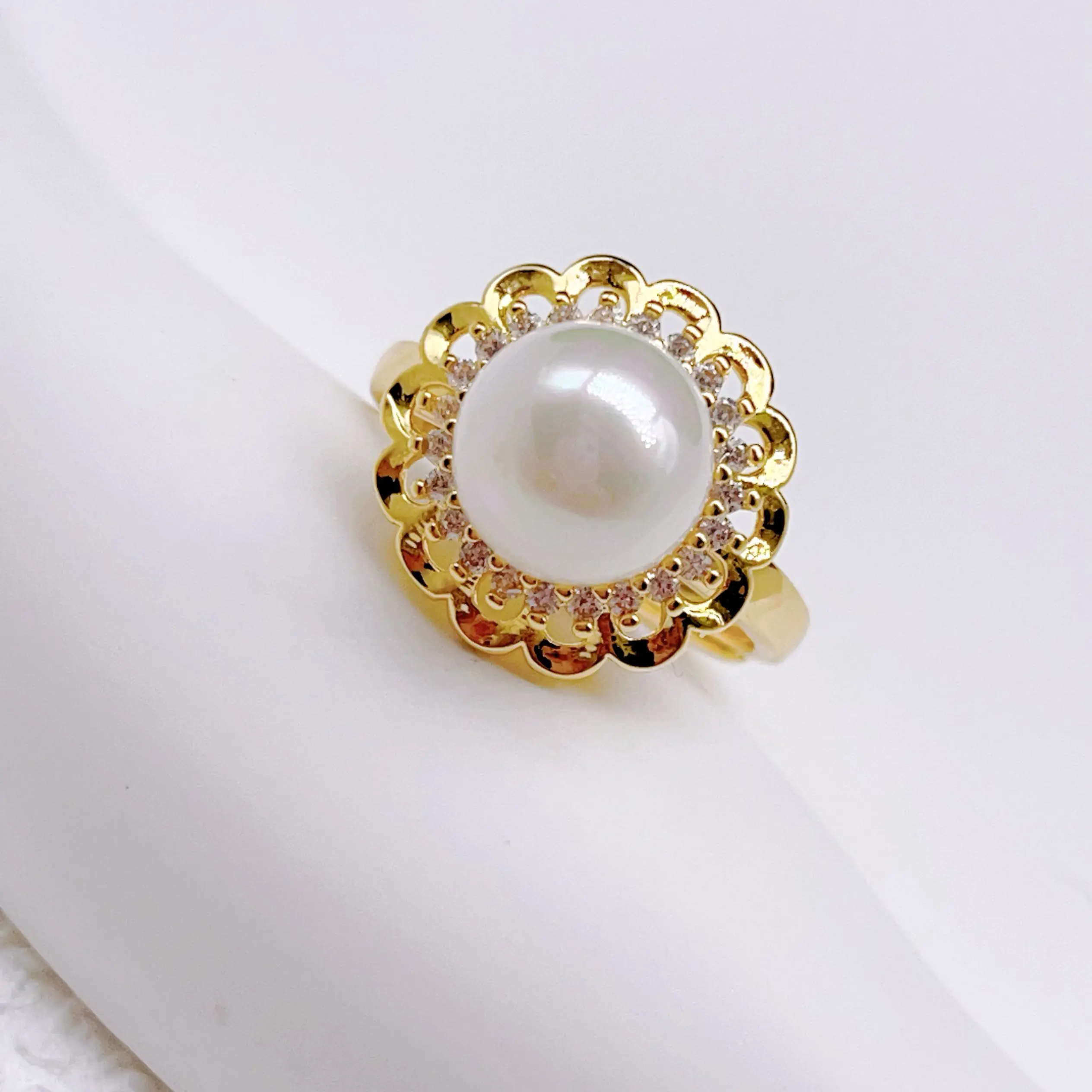 Natural freshwater pearl ring for women, Korean fashion sunflower open finger ring for women's Unusual accessories