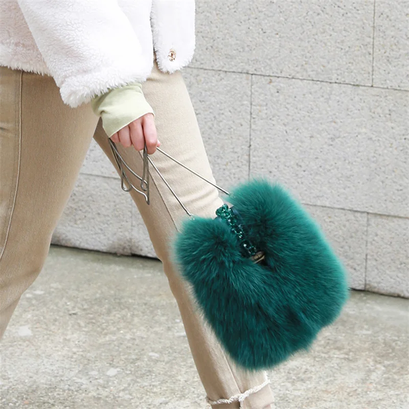 Fashion Fur Small Cross Bag 2023 New Women's Mini Fox Fur Mobile Phone Bag Girls' Mobile Phone Wallet