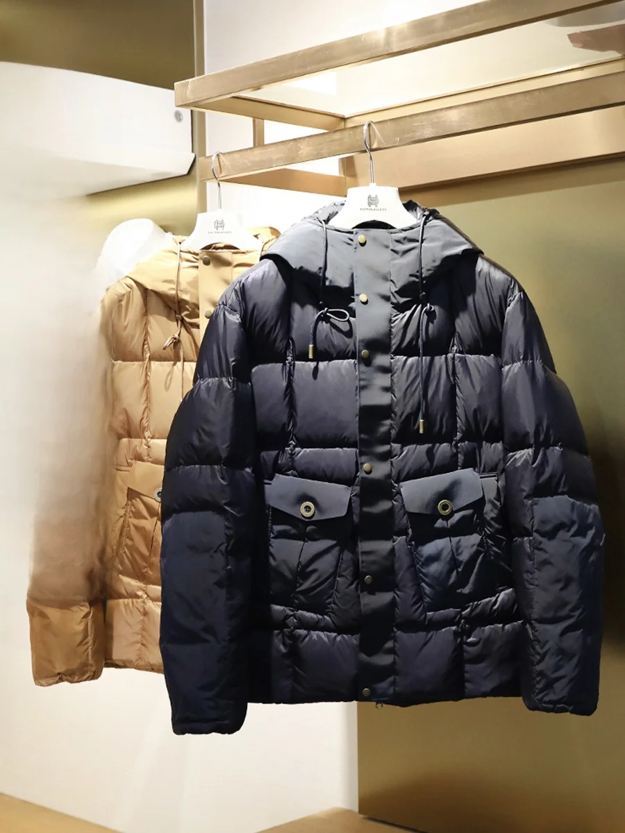 

Итальянская роскошная теплая теплая куртка с капюшоном 90% белого цвета Du down, уличная куртка, зимнее новое поступление, модная городская повседневная одежда