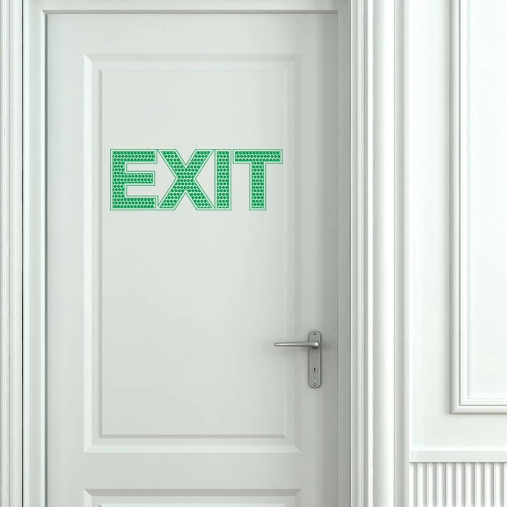 Safety Exit Sign Wall Sticker Door Adhesive Warning Emergency Stickers Luminous Decal