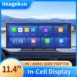 Upgraded Imagebon 11.4″ H70 Plus 4K ADAS In-cell Display Car DVR Wireless CarPlay & Android Auto Night Vision GPS Dash Camera