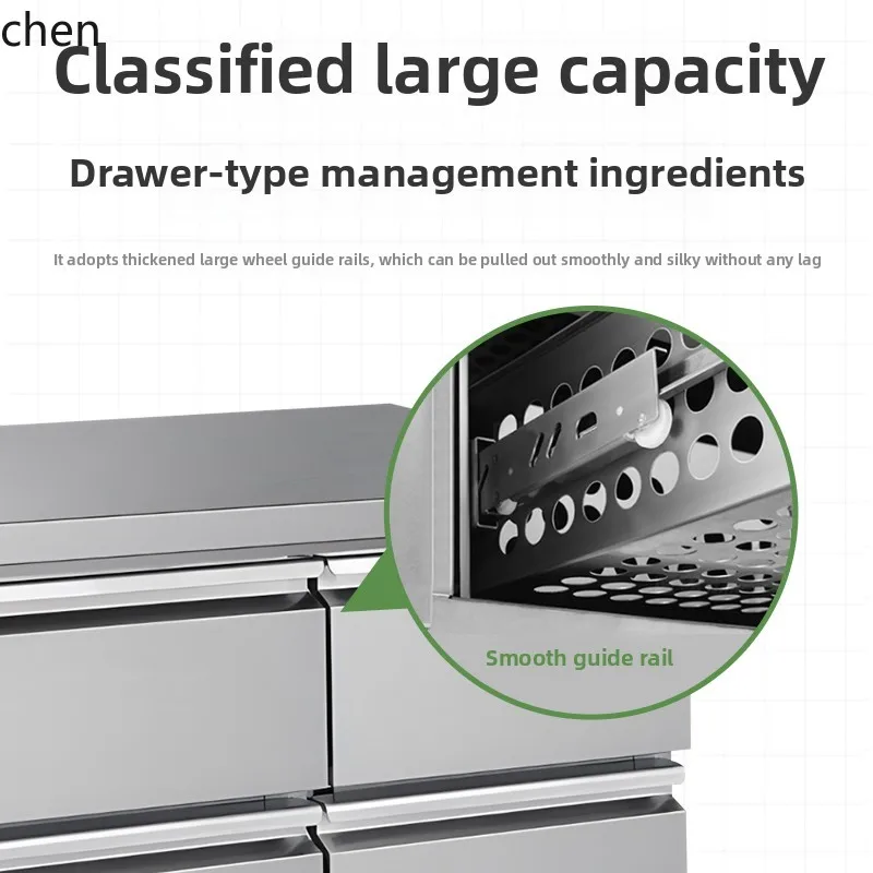 Tipo gaveta HTT freezer refrigerado bancada de trabalho refrigerada a ar cozinha refrigerador de plataforma horizontal de manutenção fresca
