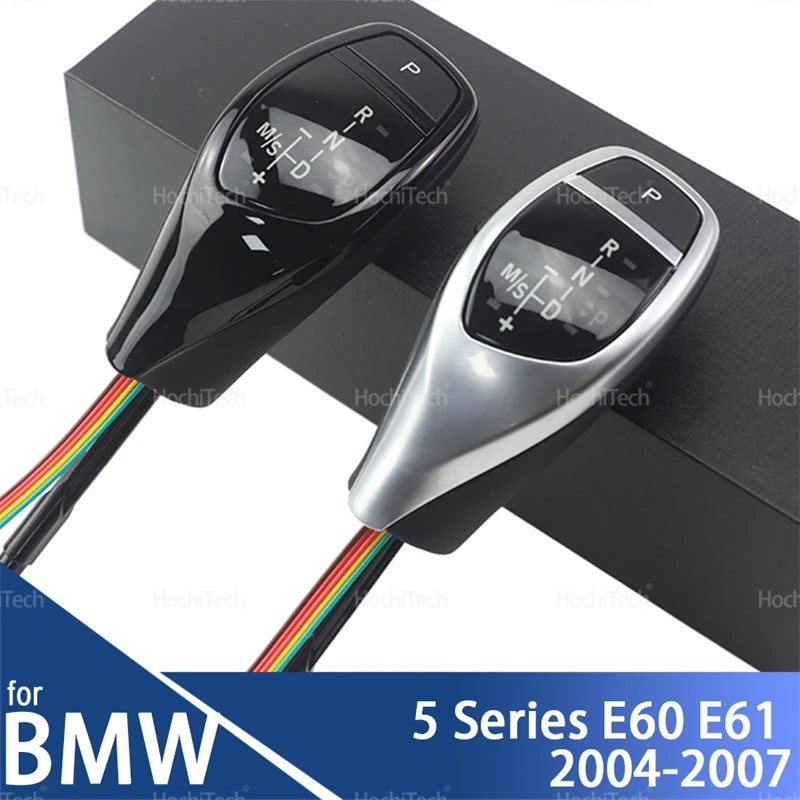 

Led PU Leather Black Sliver LED Gear Shift Knob Automatic Gear Shifter Lever Handle Kit for BMW 5 Series E60 E61 2004-2007