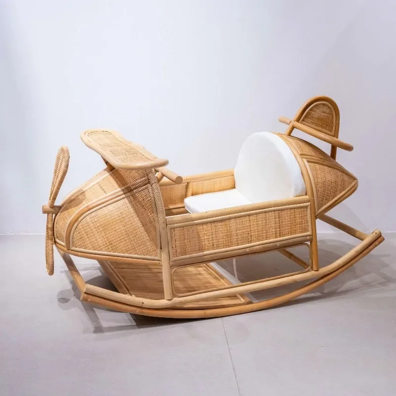 Rattan rocking horse aircraft children's environmentally friendly furniture, convenient, practical and durable