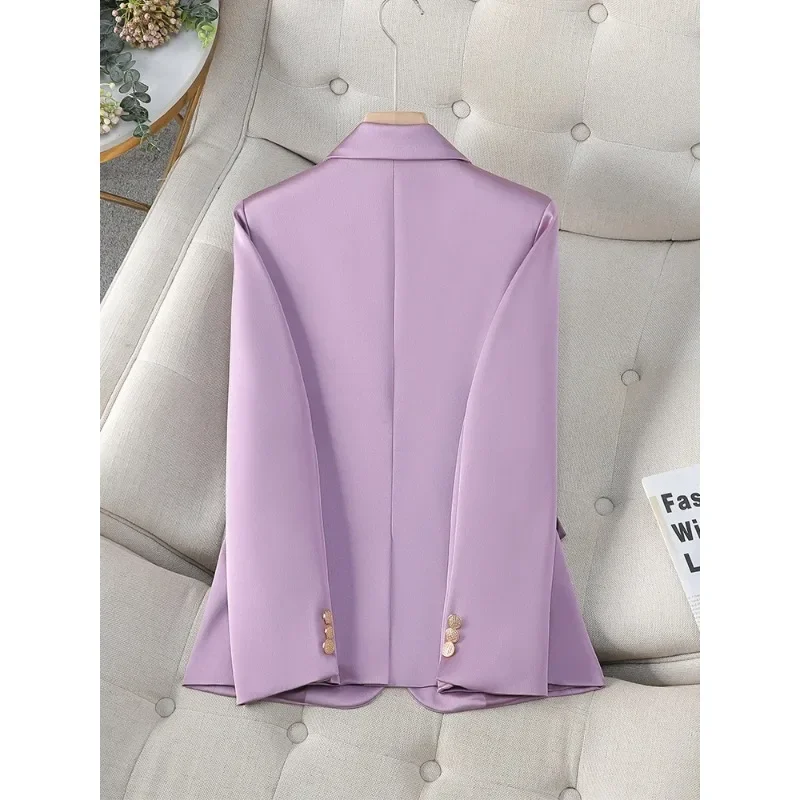 Blazer de bureau à manches longues pour femmes, veste noire, abricot, violet, rouge, bouton unique, vêtements de travail féminins, manteau formel