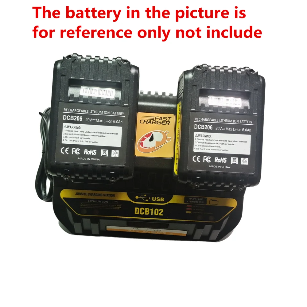 Li-ion Battery charger For DeWalt 14.4V 18V 20V DCB140 DCB180 DCB181 DCB205 DCB203 DCB200 double charging postion with USB Port
