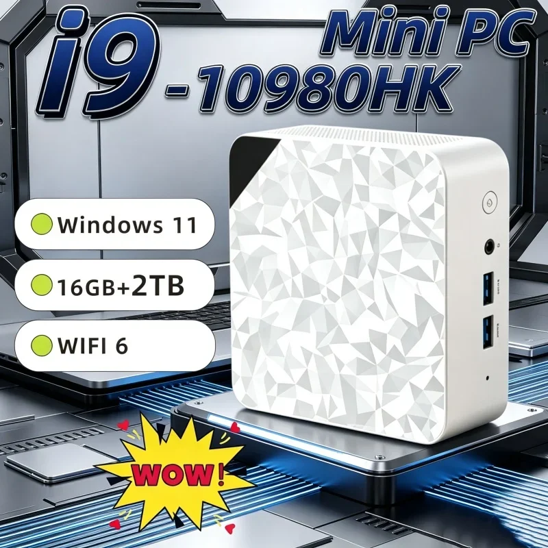 Mini PC Intel Core I9 10980HK Windows 11 Solid Pocket‑Sized Computer 32GB RAM 1/2TB SSD WIFI6 BT5.2 4K Desktop PC Office