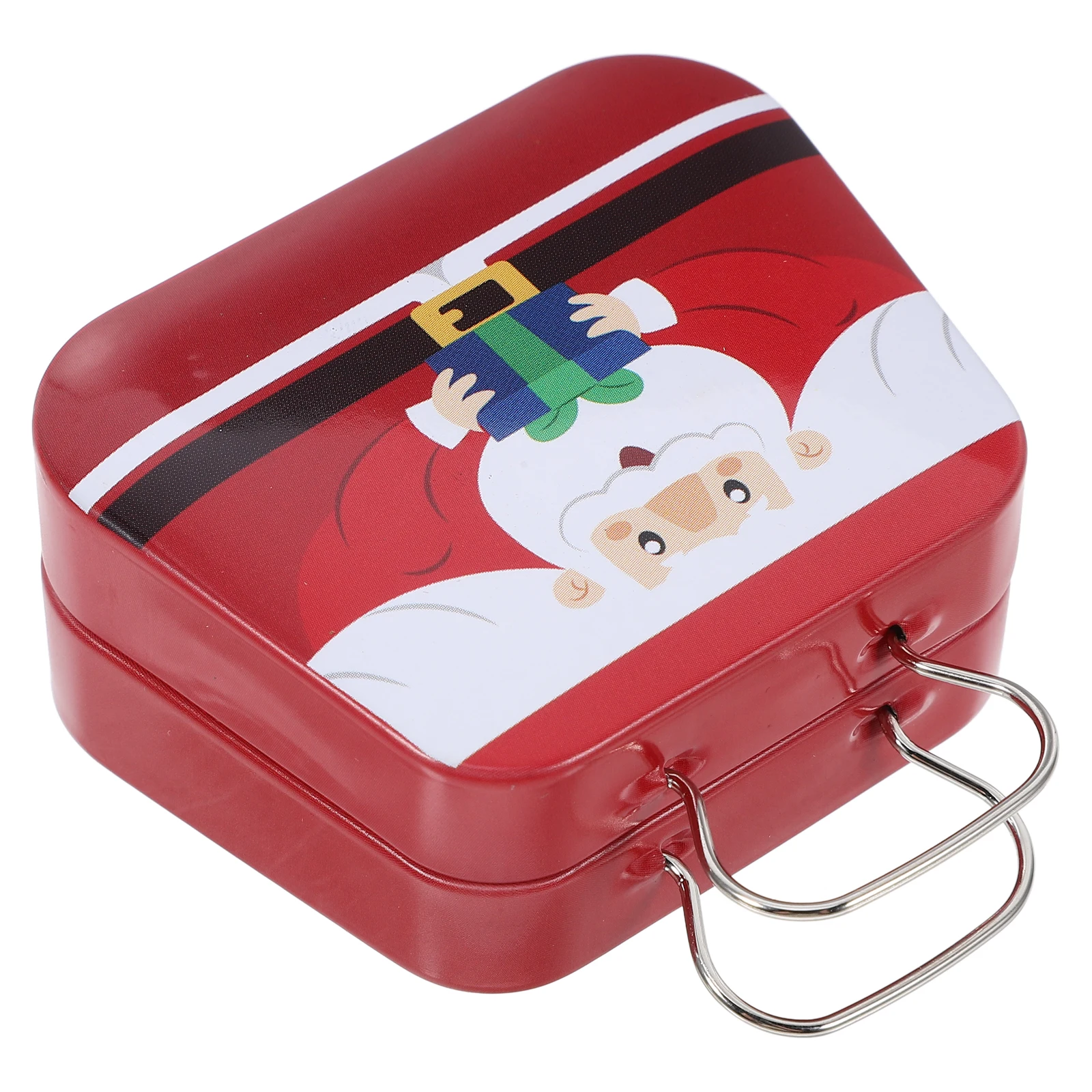 

Christmas Candy Box Mini Compact Tinplate Handheld Storage Box for Holiday Cookie Tin Creative Round Tins