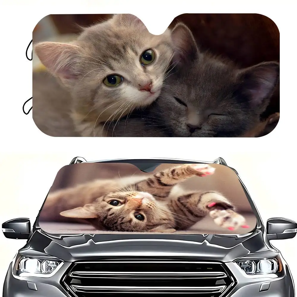 

Lovely Cat Car Sun Shade Windshield Shocked Car Front Window Sunshades Cover Keep Vehicle Cool UV