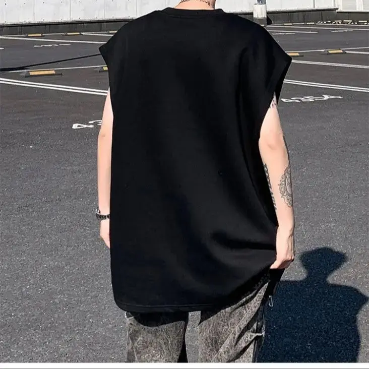 Heavyweight Cotton Metal Button Tank Top Men's Summer Sports Fitness Sleeveless T-Shirt Designer Canvas Soft Print