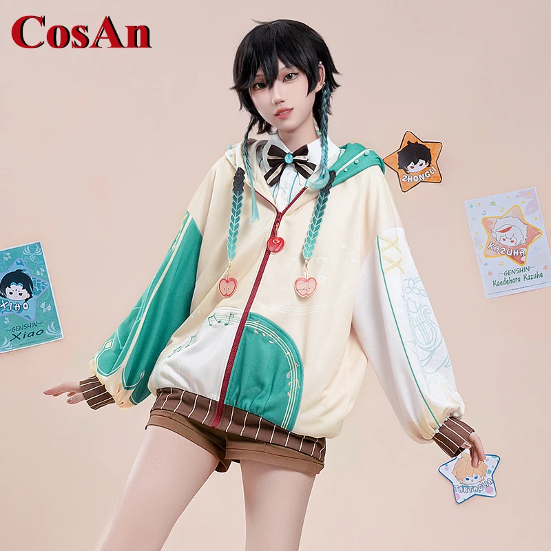 

CosAn Game Genshin Impact Venti Cosplay Costume Fashion Handsome Autumn Winter Sports Leisure Hoodie Coat Daily Wear