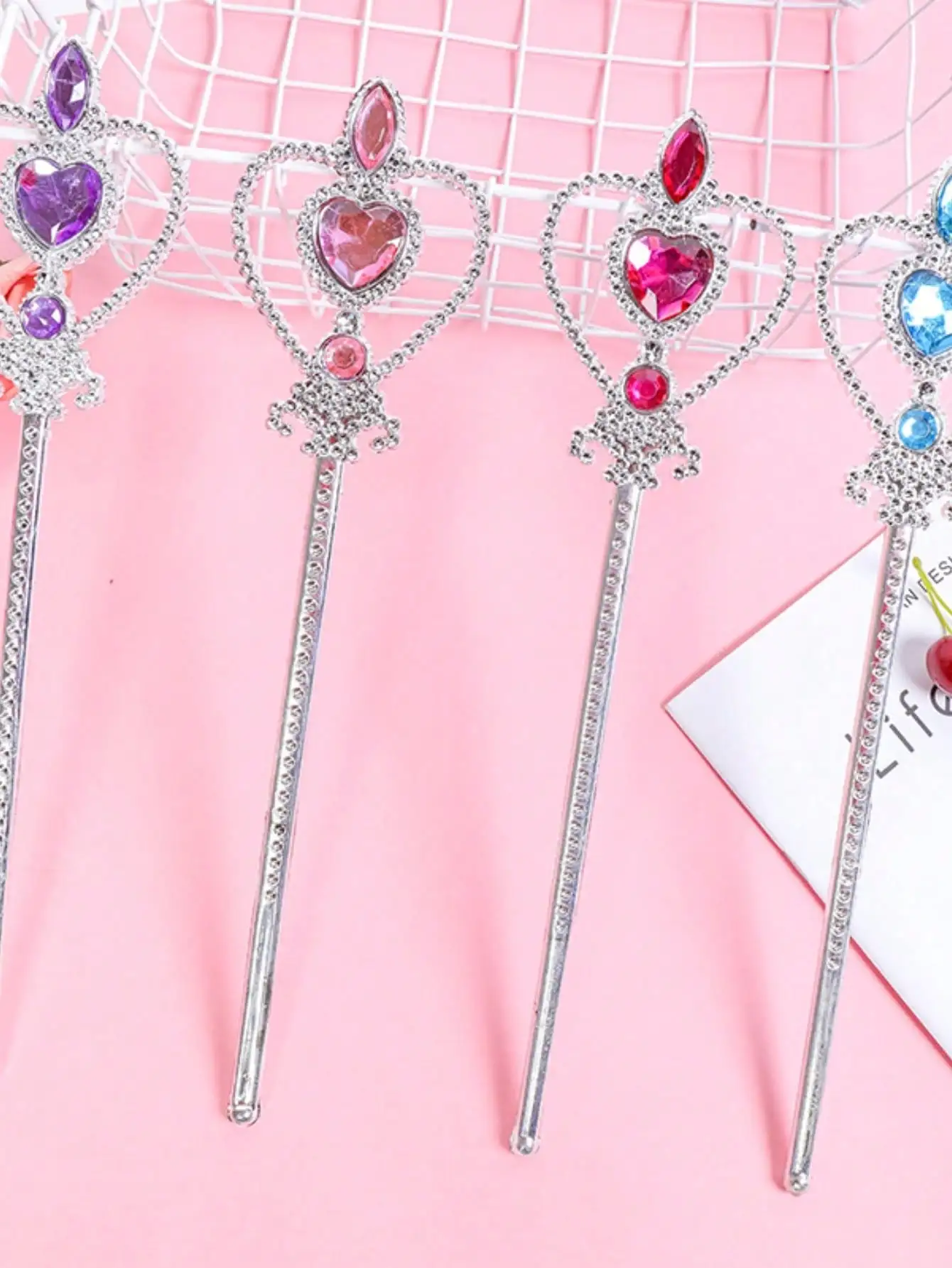 5pcsPrincess Magic Wand, Frozen Love Fairy Stick, suitable for performance props, gifts, plastic canes