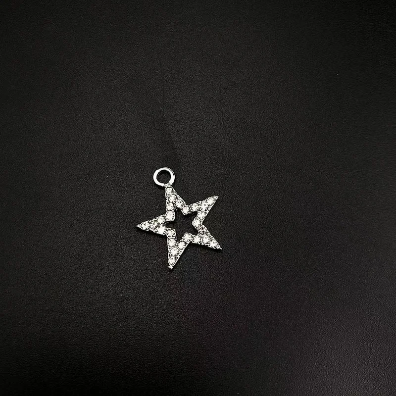 WZNB 10Pcs Crystal Stars Frame Charms Pentagram Alloy Pendant for DIY Jewelry Making Handmade Earring Necklaces Diy Accessories