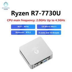 Genmachine New AMD Ryzen7 R7 7730U MINI PC Win11 8Cores 16Threads DDR4 3200Mhz 256/512GB M.2 SSD WIFI6 BT5.2 Desktop pc game