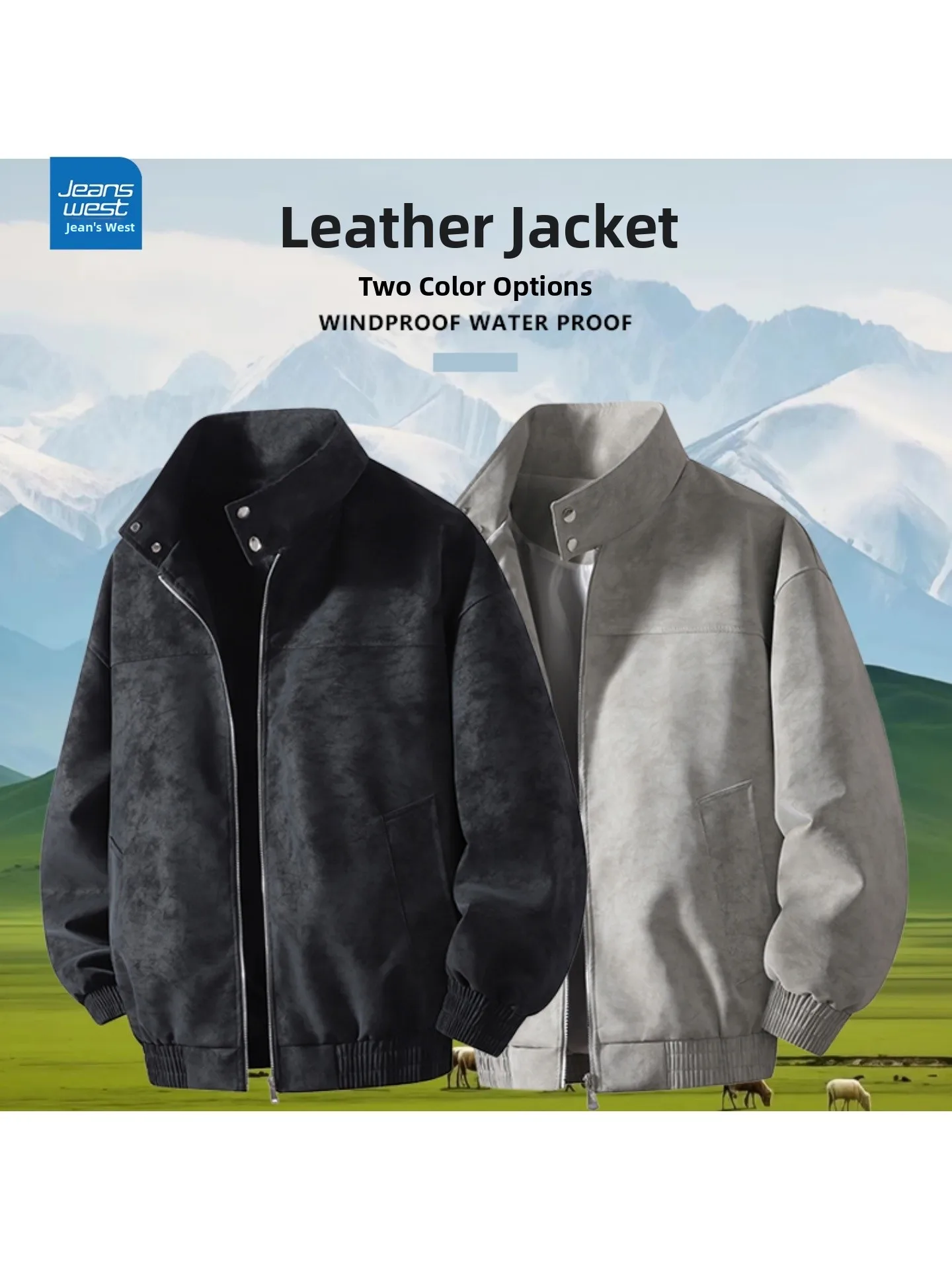 

Jeanswest American Sle Motorcycle Jaet Men's Spring Autumn Leather Coat Loose Fit Pure Color Casual Faion Brand