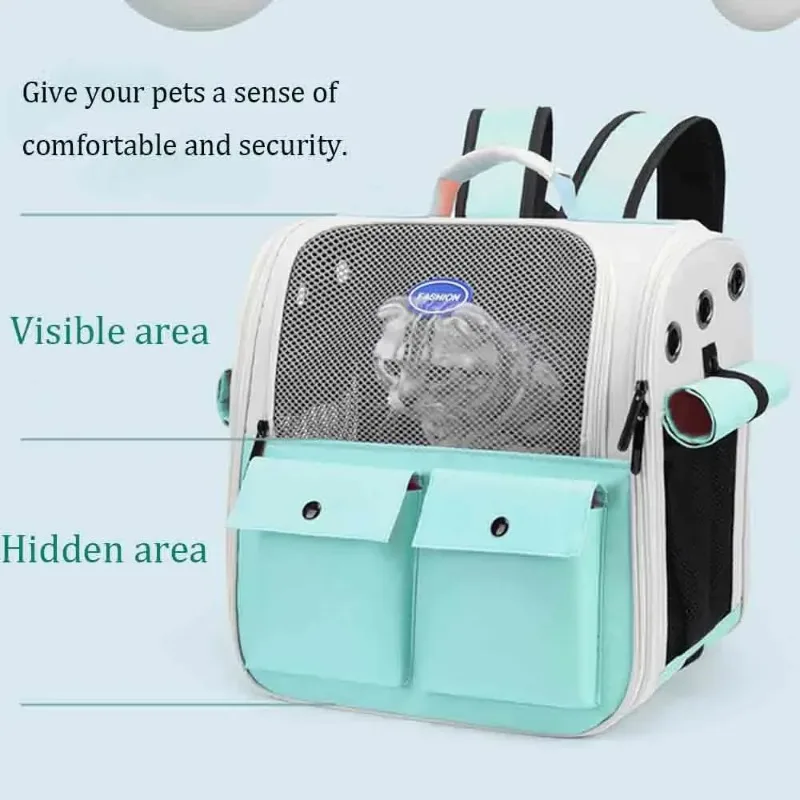 Ventilation Large Capacity Cat Carrier Backpack Adjustable Strap Pet Carrying Bag Foldable Cat Backpack for Outdoor Travel