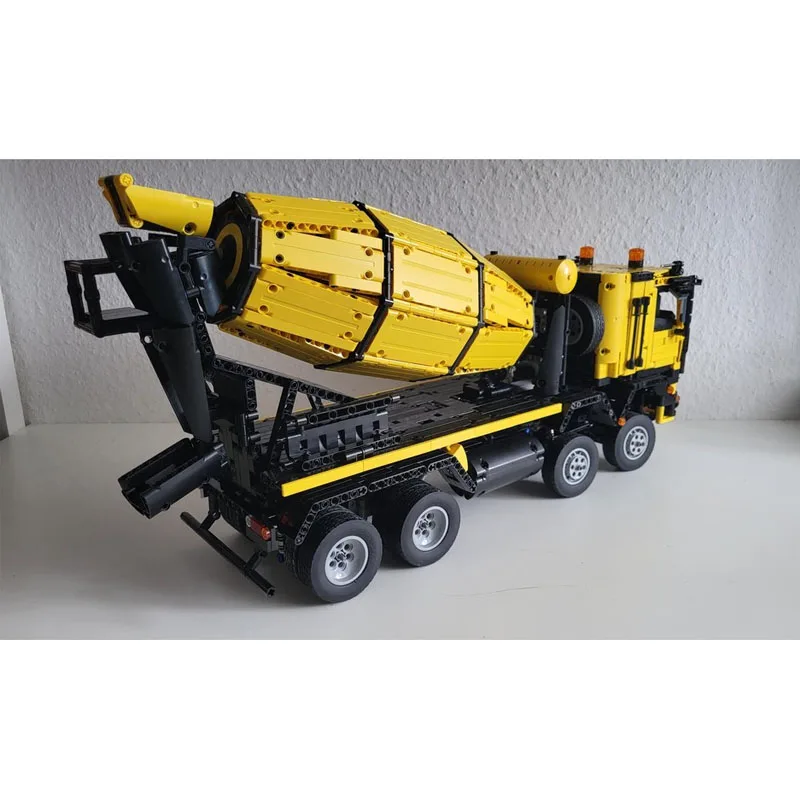 MOC-152688 novo modelo urbano blocos de construção de caminhão misturador de concreto, 3075 peças, presente de brinquedo de natal de aniversário para meninos e crianças