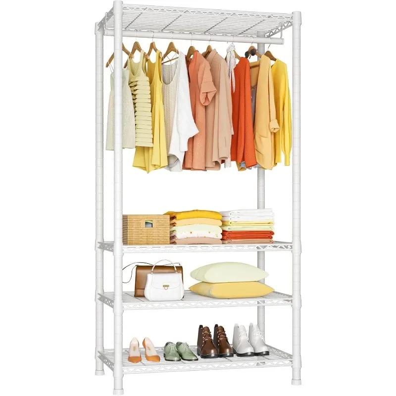 

H2 Heavy-Duty Portable Closets, 4-Tier Freestanding Garment Rack Suit for Small Space and Corner, Closet Organizer System