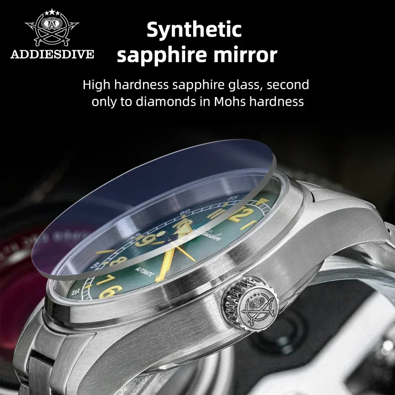 ADDIESDIVE 39mm Men Watch NH35 Automatic Mechanical Stainless Steel Watches Luminous Sapphire Waterproof Wristwatch AD205 Reloj