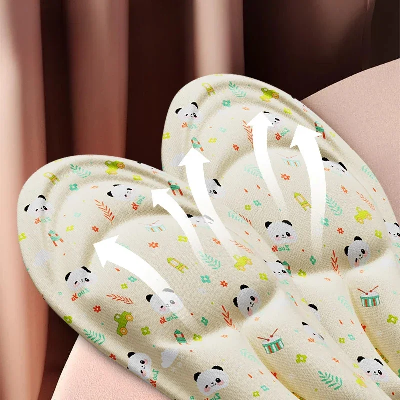 แฟชั่น 5D PANDA นวด Insoles กีฬาความยืดหยุ่นสูง Shock Absorption ระงับกลิ่นกาย Absorption หน่วยความจํา Duffel รองเท้าผ้าฝ้าย