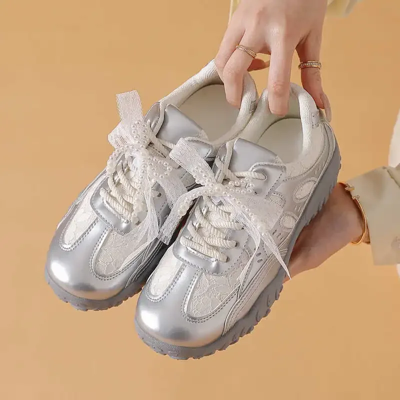 

Белые прогулочные туфли для бабушки на шнуровке, женские кроссовки для бега, спортивные забавные праздничные туфли Skor, бестселлеры Botasky