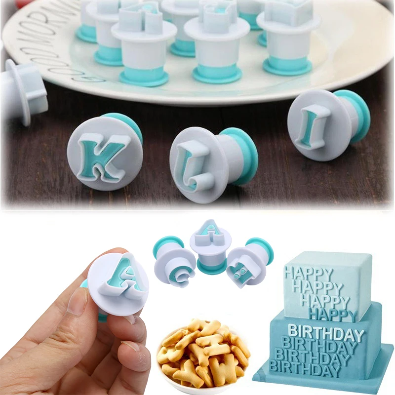 35pcs/24pcs Alphabet Number Cake Molds Cakes Sugar Paste Letter Cookies Cutter Words Press Stamp Baking Embossing Mould DIY Cake