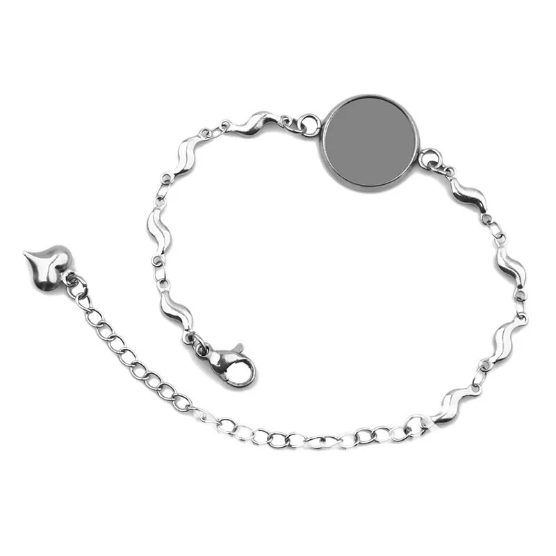 5pcs Stainless Steel Cabochon Bracelet Settings Cabochon 12mm 16mm 20mm Cameo Bracelets Bezel Base Blanks Diy Jewelry Finding
