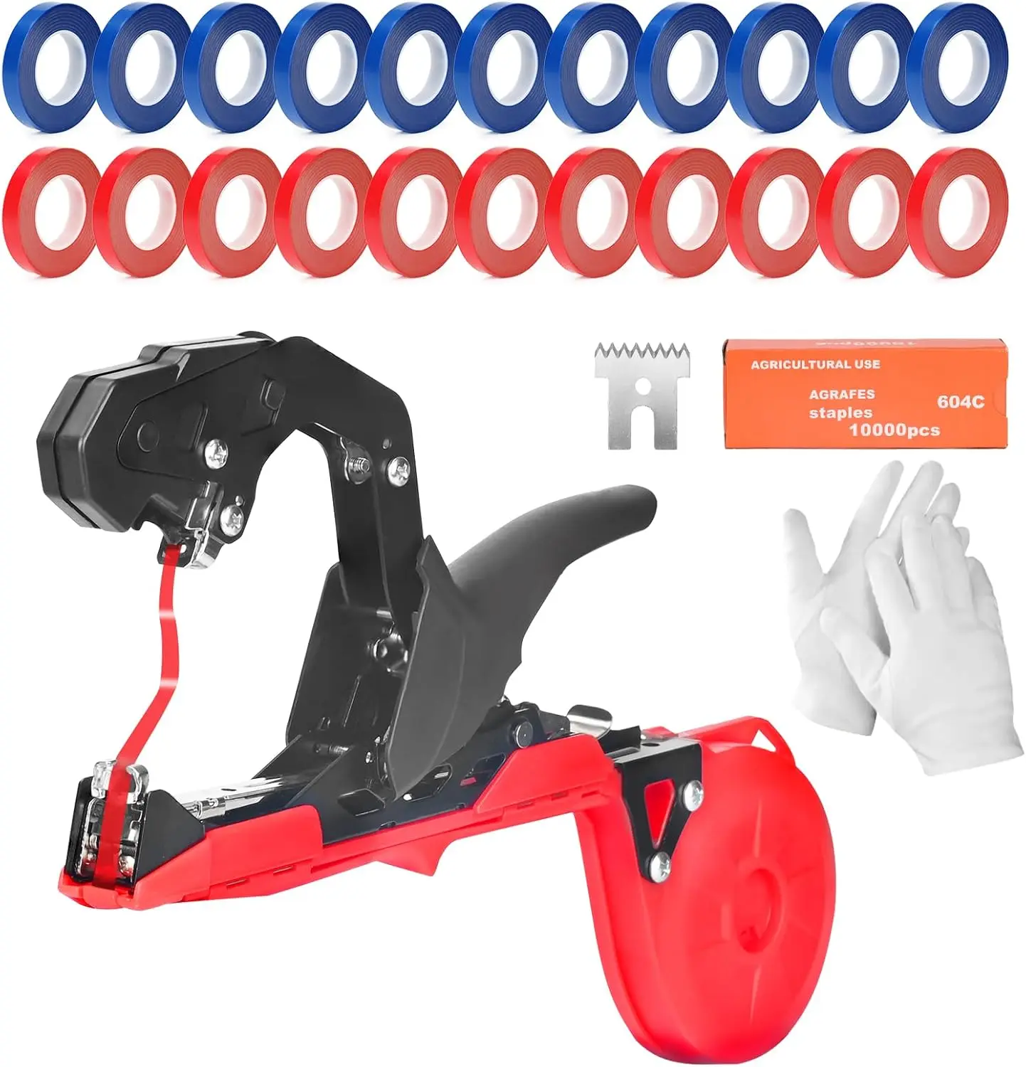 

Upgraded Plant Tying Machine,Plant Tying Tape Tool,Garden Tape Gun,Plant Tape Gun,with a Pair of Gloves,21 Rolls of Tapes and 1