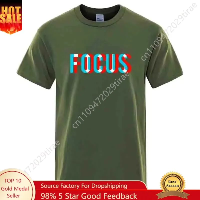 

Summer Men's T-shirt High Quality Cotton Blend Loose Focus Print Men Top Casual Loose O-neck Men Short Sleeve T-shirt Male Tees
