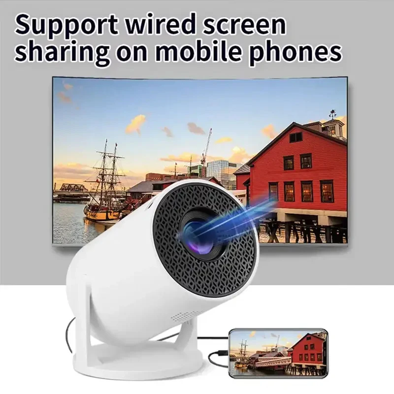 

Портативный проектор HY3000 1080P, 270 дюймов ° Проектор с регулируемым углом наклона для телефона/ноутбука/ТВ-приставки, с динамиком и входами HDMI/USB
