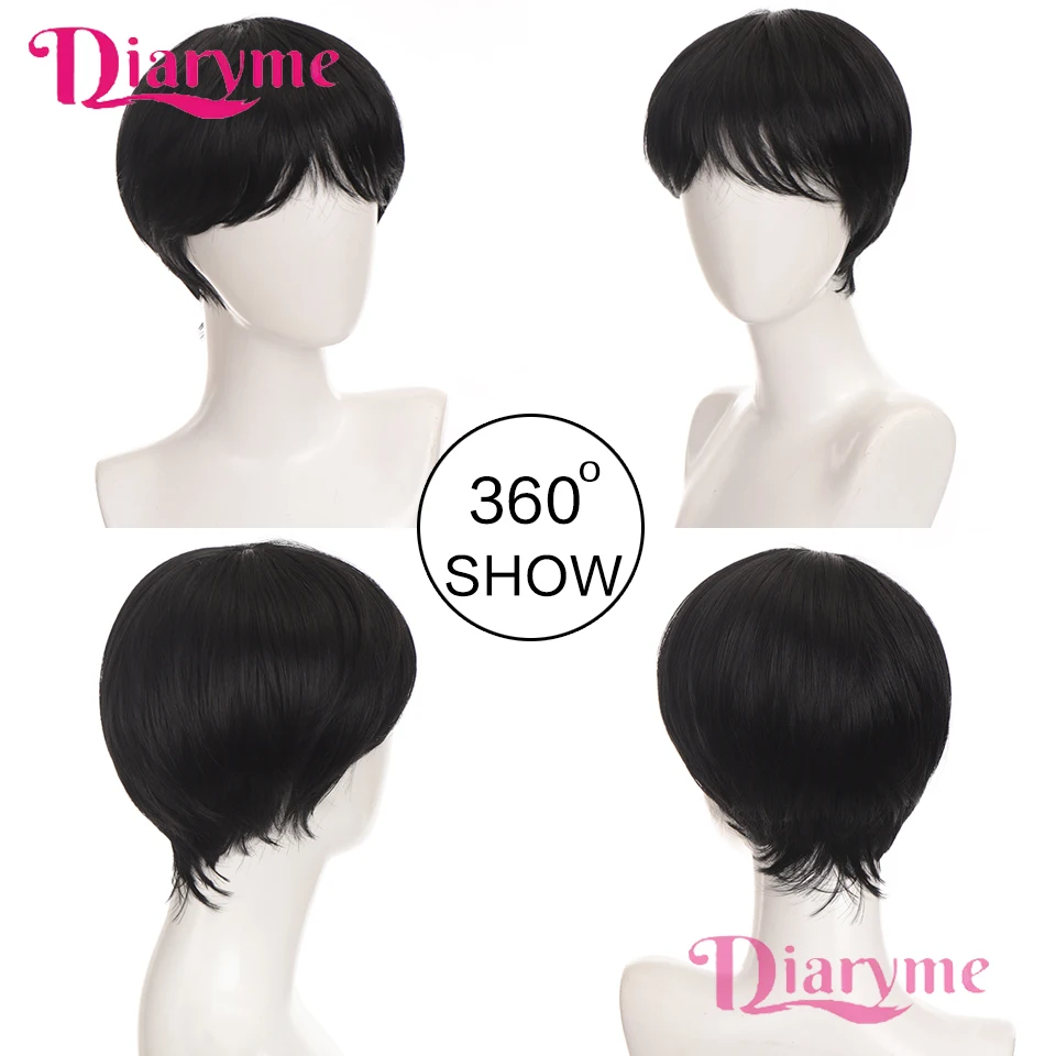วิกผมสังเคราะห์สั้นสำหรับผู้ชาย สีดำน้ำตาล วิกคอสเพลย์สำหรับใช้ในชีวิตประจำวัน ผมปลอมธรรมชาติ ทนความร้อนสูง