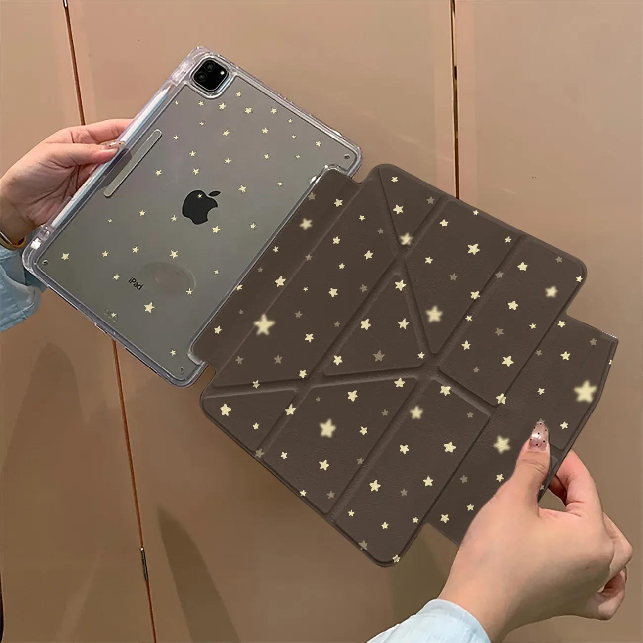 

Корейский чехол в стиле Y2K с коричнево-желтыми звездами для iPad Pro 13, 11-го поколения (M5, M4), 12.9 (A16), 10, 8, 7, 9-го поколения, 10-го поколения, для iPad Air 11 (M2, M3), Mini, чехол для планшета