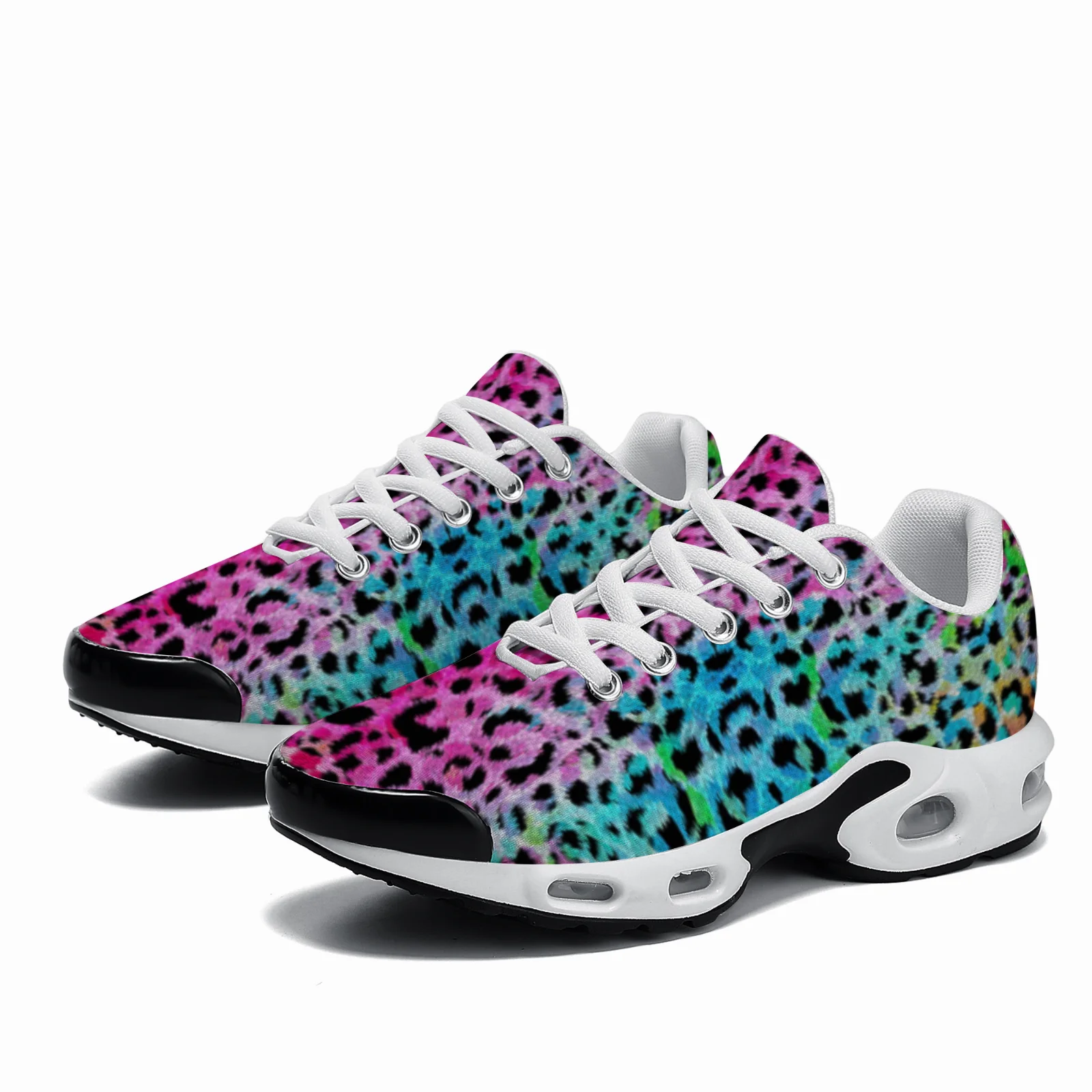 

Customizable pink leopard print casual air-cushioned shoes breathable mesh upper unisex athletic shoes