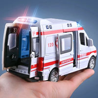 1:32 Mini Car Diecast Ambulance Fire-Truck Policecar Model Sound And Light Vehicle Simulation Collection Gifts Toys Boys