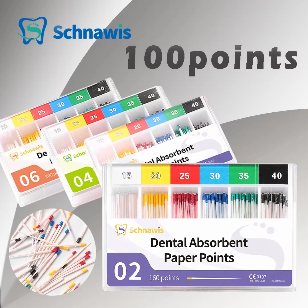 1Box Dental Absorbent Paper Points Sterile Mixed Sizes 02 04 06 Taper 15-40#F1F2F3 Dentistry Materials Endodontics Paper Tips