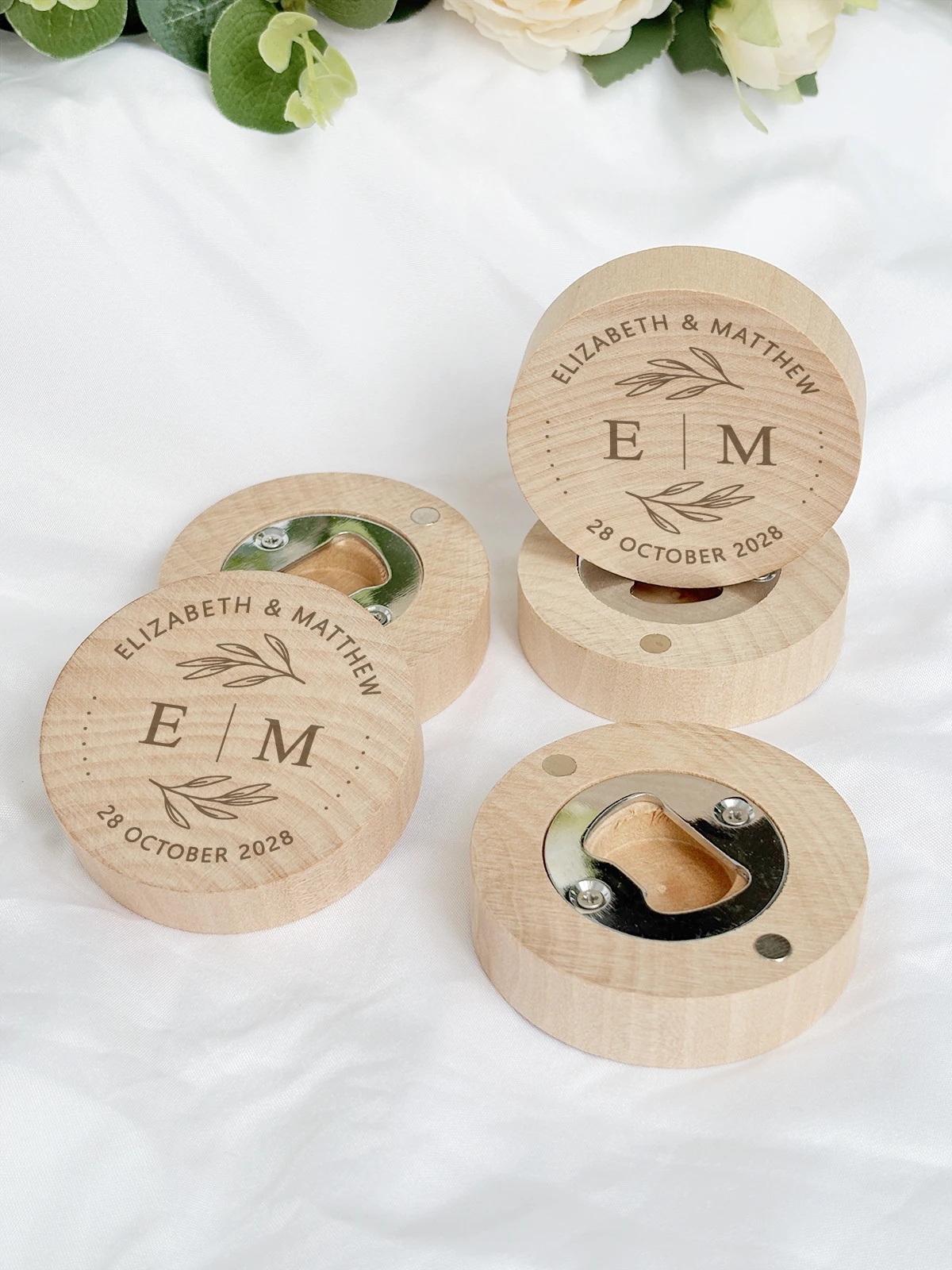 Personalized Wedding Favor Bottle Opener Fridge Magnet Wooden Magnetic Bottle Opener Party Favor Wedding Gift Souvenir for Guest