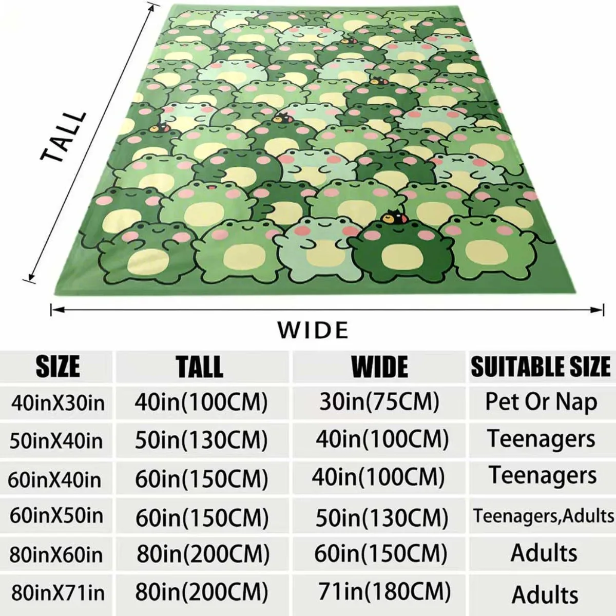 2026 New Arrival Flannel Blanket 1pc One Comfortable Green Cute Cartoon Frog Themed Pattern Flannel Blanket, Fashionable, Soft,