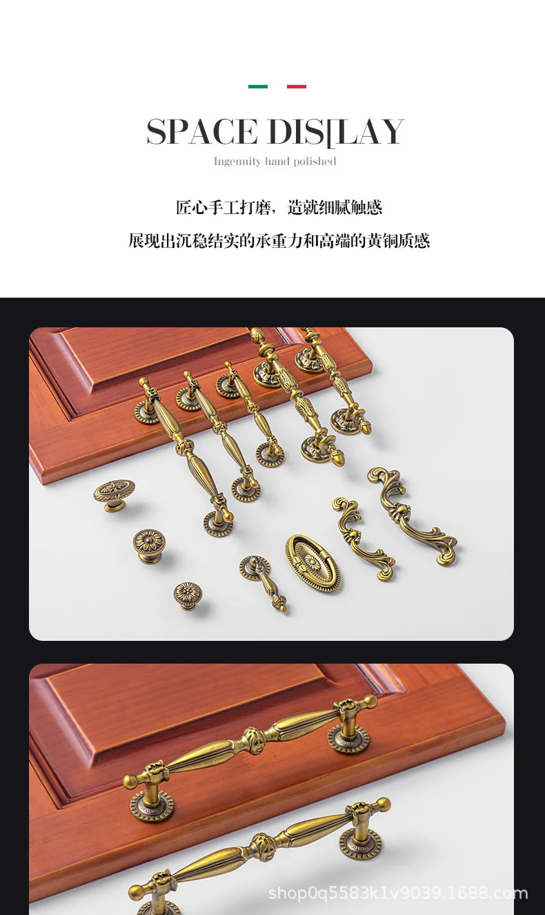 Antiker Bronze Massivmessing Küchenschrankgriff Vintage Kleiderschrankgriff Einloch-Schuhschrank-Schubladenknöpfe Möbelgriffe – Detail 9